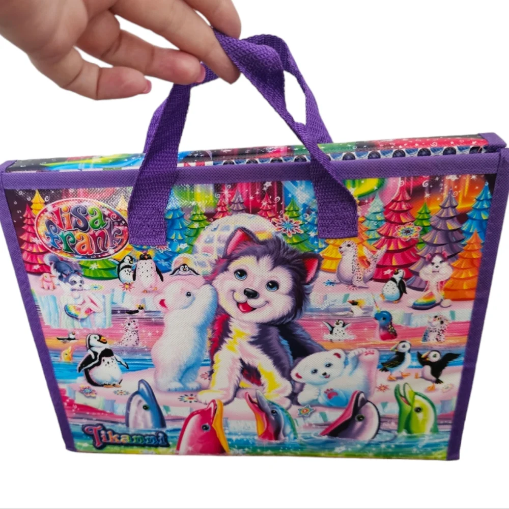 Lisa Frank Colorful Penguin Puppy‎ dolphin polar bear tri fold notebook